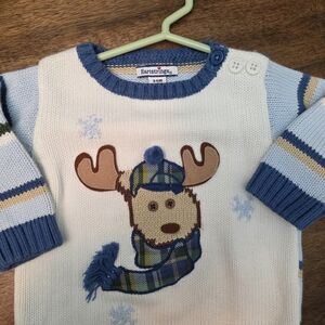 Vintage Hartstrings Cozy Blue and White Sweater with‎ Ribbed Knit
